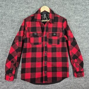 Nike SB Shacket Mens S Red Black Wool Blend  Buffalo Plaid Flannel‎ Shirt Jacket